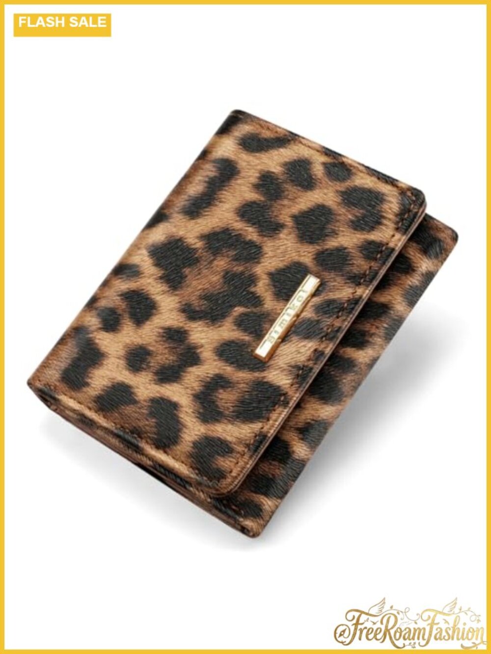 Faux Leather Leopard Print Trifold Wallet RFID Card Holder